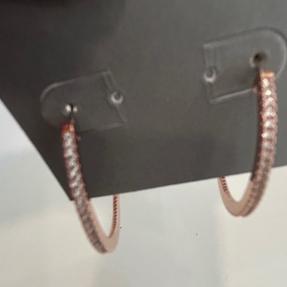 Rose gold pave hoop earrings